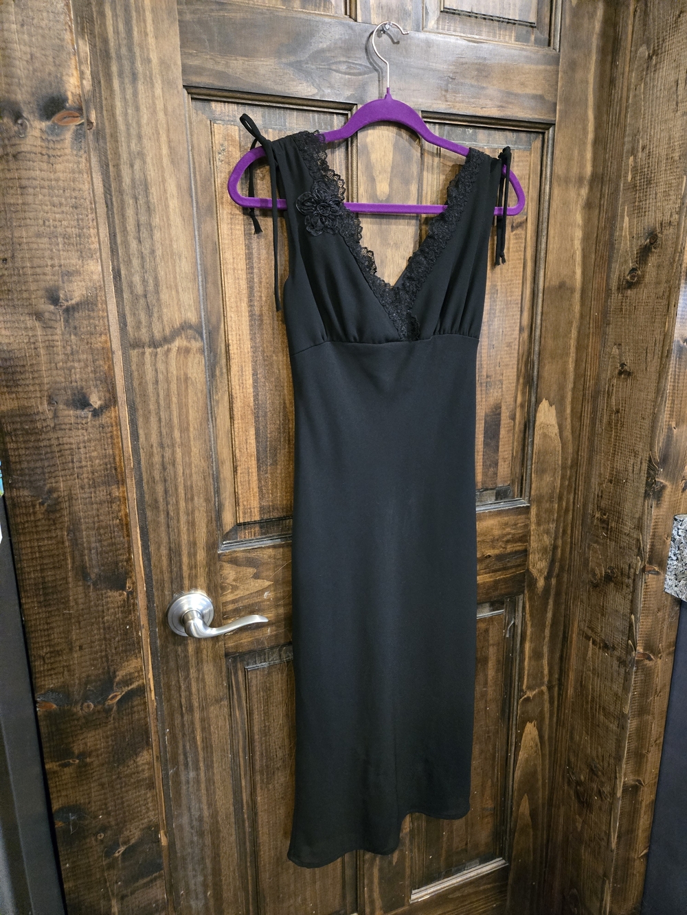 Classic Black Lace-Trim Slip Dress